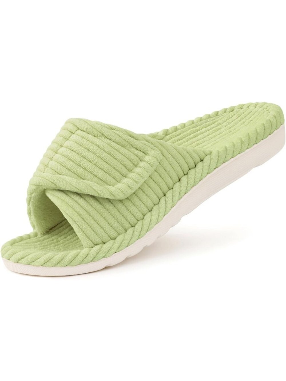 Women's Green Orthopedic Support Indoor House Corduroy Open Toe Slipper Shoes